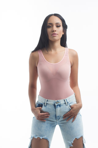 DUSTY PINK RIBBED KNIT CUT OUT CAP SLEEVE FRONT TIE BODYSUIT TOP