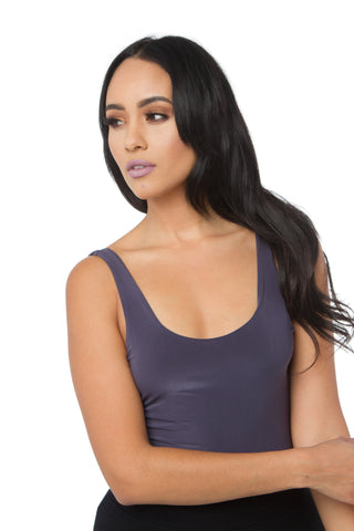 THE MYSTYLEMODE BLACK PLUNGING V NECK DOUBLE LINED ESSENTIAL BODYSUIT