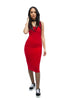 THE MYSTYLEMODE RED ESSENTIAL DOUBLE LINED TANK MIDI DRESS