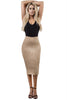 THE MYSTYLEMODE NUDE SUEDE HIGH WAISTED MIDI SKIRT