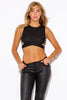 BLACK RIBBED CUT OUT CROP TOP