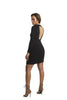 THE MYSTYLEMODE BLACK V NECK CHOKER DOUBLE LINED BODYCON DRESS