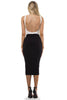 THE MYSTYLEMODE BLACK ESSENTIAL VENEZIA DOUBLE LINED MIDI SKIRT