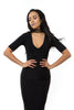 THE MYSTYLEMODE BLACK V NECK 3/4 SLEEVE BODYSUIT