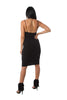 THE MYSTYLEMODE BLACK V NECK LOW BACK DOUBLE LINED ESSENTIAL MIDI DRESS