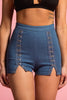 THE MYSTYLEMODE HOOK AND EYE DENIM SHORTS WITH BACK ZIPPER