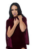 THE MYSTYLEMODE BURGUNDY VELVET HIGH NECK SIDE SLIT BELL ARMS MIDI DRESS