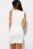 IVORY WHITE RIBBED KNIT LACEUP SLEEVELESS SWEATER MINI DRESS