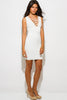 IVORY WHITE RIBBED KNIT LACEUP SLEEVELESS SWEATER MINI DRESS