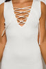 IVORY WHITE RIBBED KNIT LACEUP SLEEVELESS SWEATER MINI DRESS