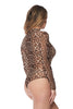 THE MYSTYLEMODE LEOPARD MESH TURTLENECK BODYSUIT