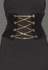 THE MYSTYLEMODE BLACK CHAINED VELVET CORSET BUSTIER BELT