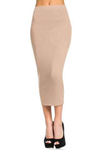THE MYSTYLEMODE NUDE ESSENTIAL DOUBLE LINED MOCK NECK MIDI DRESS